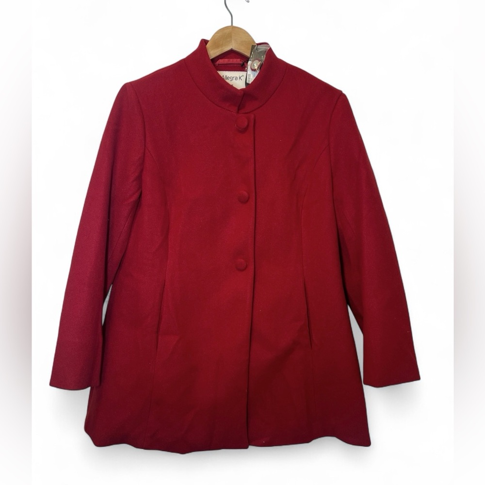 Allegra K Women's‎ Winter Overcoat Mid-Long Stand Collar Single Breasted Coat XL